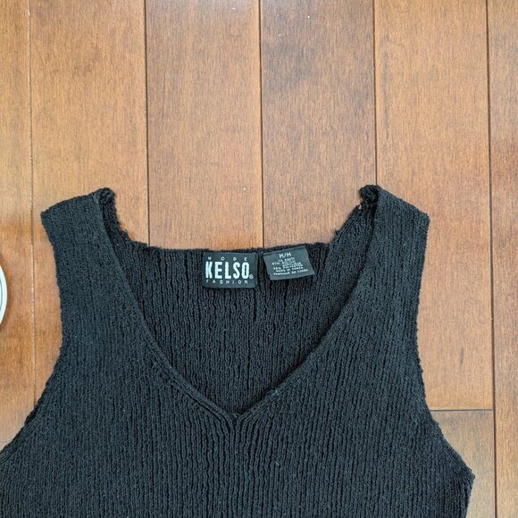 BASIC BLACK KNIT VINTAGE SWEATER TANK TOP - Picture 2 of 2